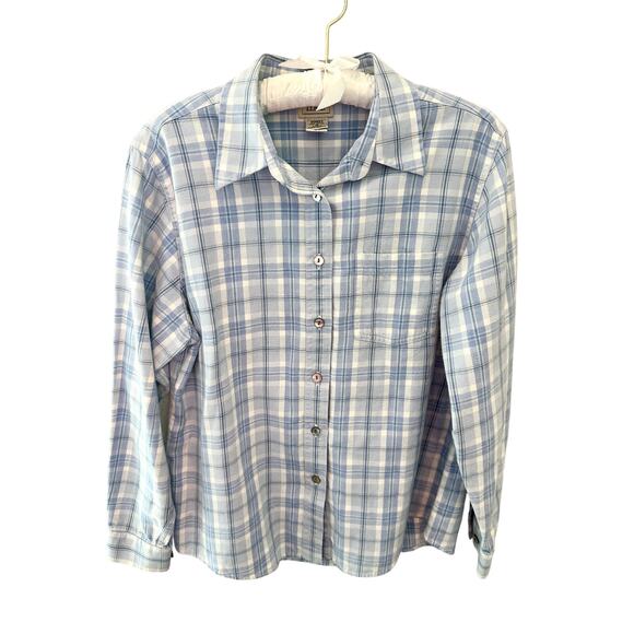 L.L.BEAN | Blue White Plaid Button Down Shirt 100% Cotton | Medium - Picture 1 of 7
